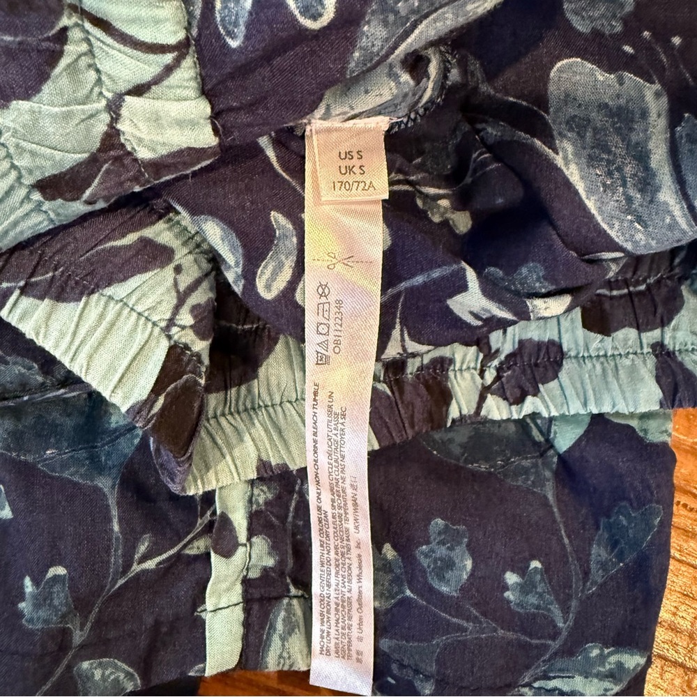 Anthropologie Jamie Sleep Pants Blue & Teal Floral Boho Pants Small - Picture 13 of 14